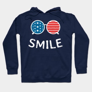 Vintage USA Flag Smile Sunglasses Hoodie